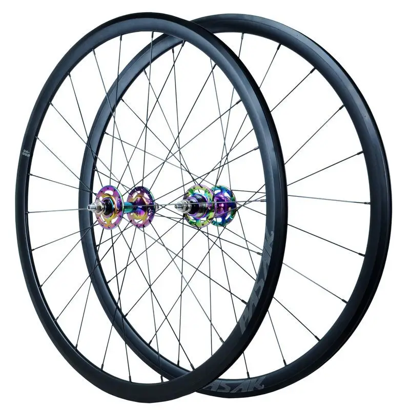 Conjunto de Rodas de Bicicleta de Alumínio 700C com Engrenagem Fixa, Cubo Traseiro Flip-Flop, Cubo de Flange Grande de 71mm, Roda de Velocidade Única com Freio V/C