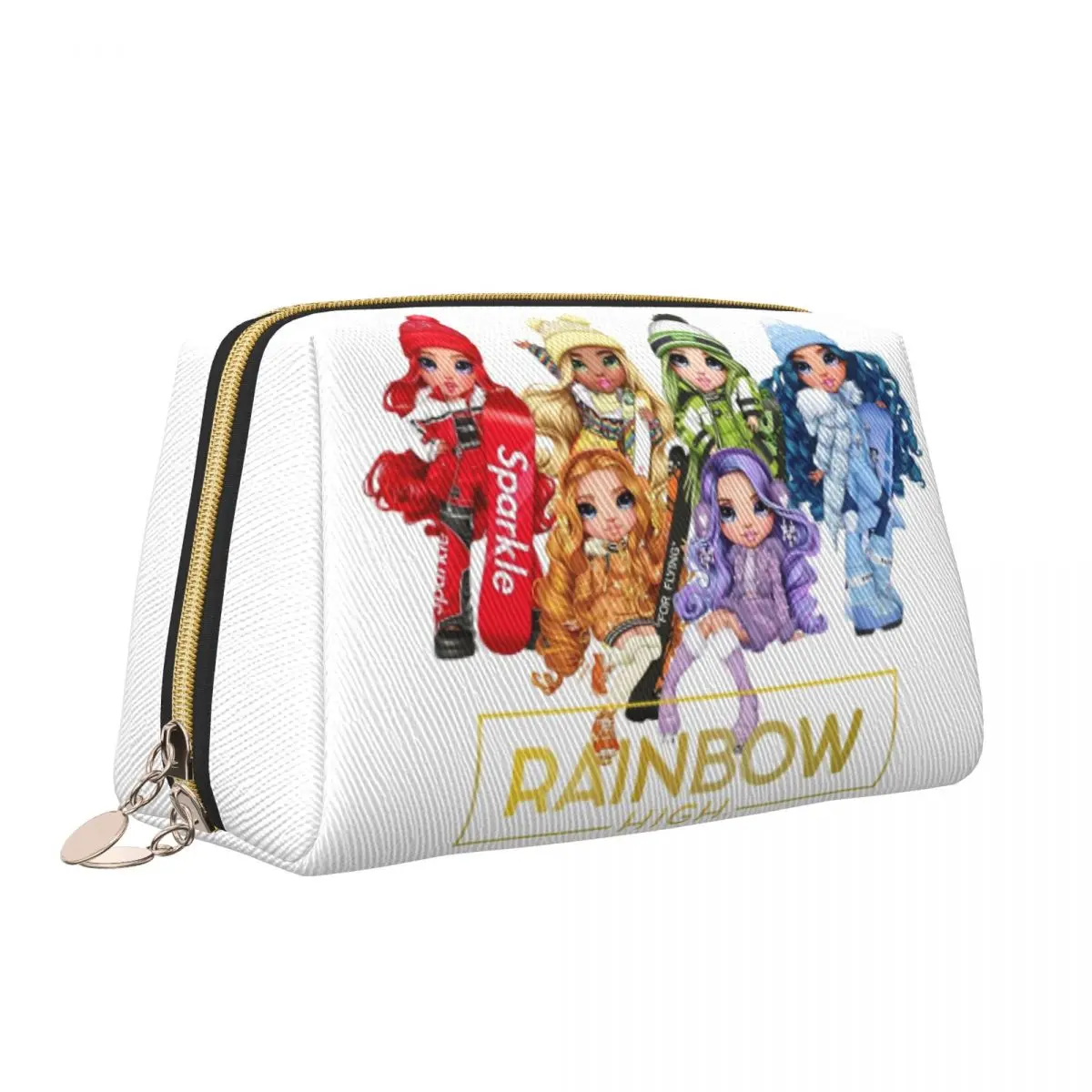 Custom Rainbow High Toiletry Bag for Women Cartoon Anime Tv Makeup Cosmetic Organizer Ladies Beauty Storage Dopp Kit Case