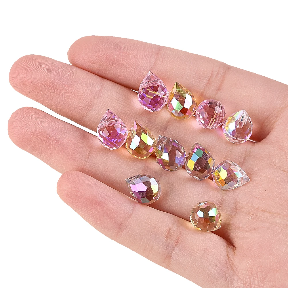 20pcs Drop Crystal Beads Suncatcher Stained Glass Prism Faceted Jewelry Making Chandelier Pendant Window Decoration Accessories