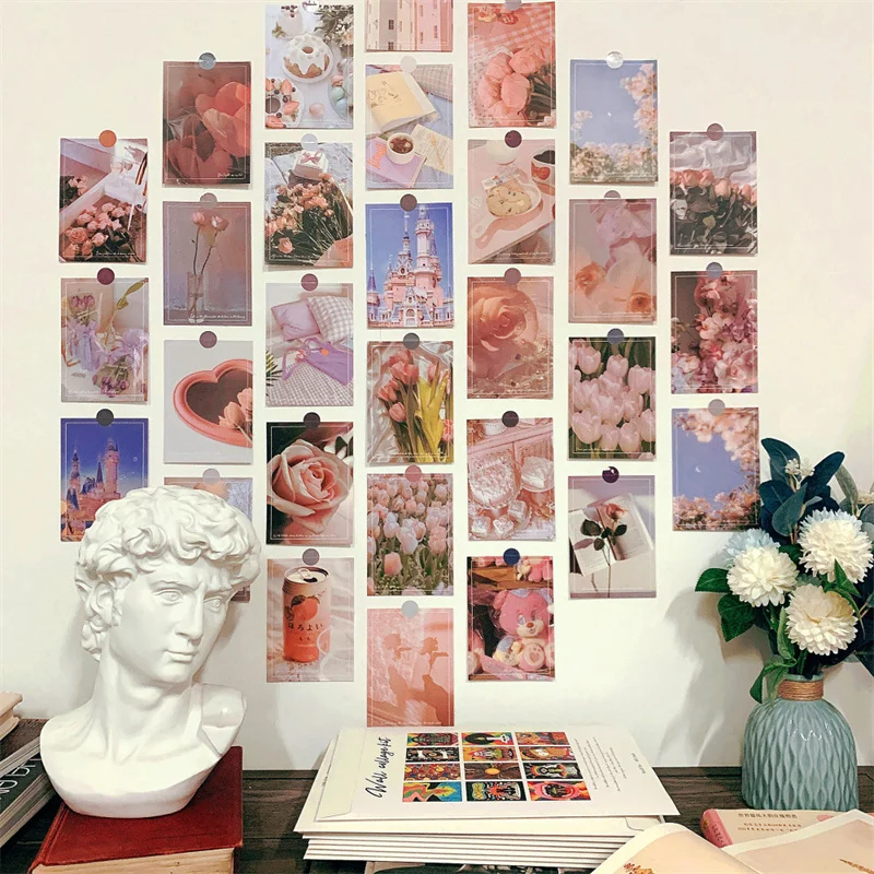 30Pcs Wall Sticker Posters Aesthetic Collage Kit You Light Up My Life Art Picture DIY Postcard Gift for Dorm Harajuku Room Decor