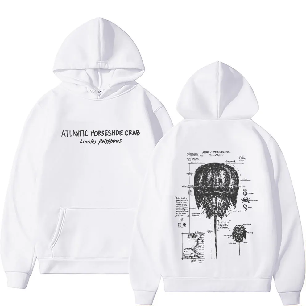 

Funny Atlantic Horseshde Crab Anatomy Graphic Hoodie Men Women Casual Oversized Pullover Hoodies Male Vintage Hooded Sweatshirt