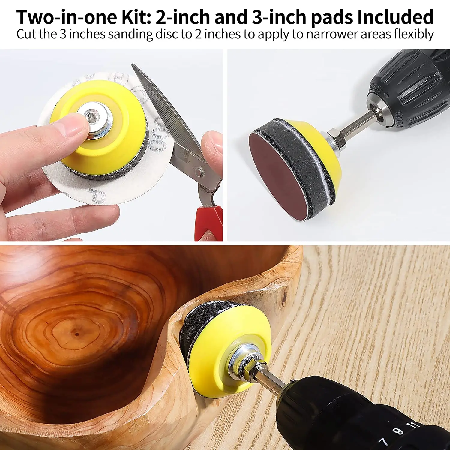 Dischi abrasivi da 120 pezzi da 3 pollici Hook and Loop grana 80-3000 con cuscinetti di supporto da 2,3 pollici carta vetrata in spugna per utensili rotanti per smerigliatrice per trapano