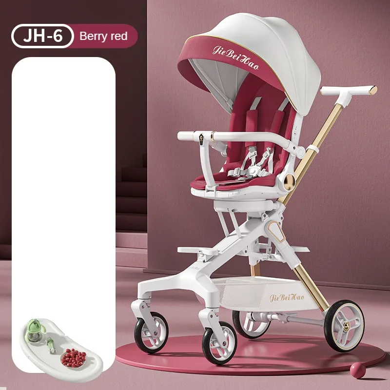 Warm house Faltbarer Hochlandschafts-Zweiwege wagen Multifunktion aler Kinderwagen Leichter Kinderwagen Verstellbare Schubstange 6