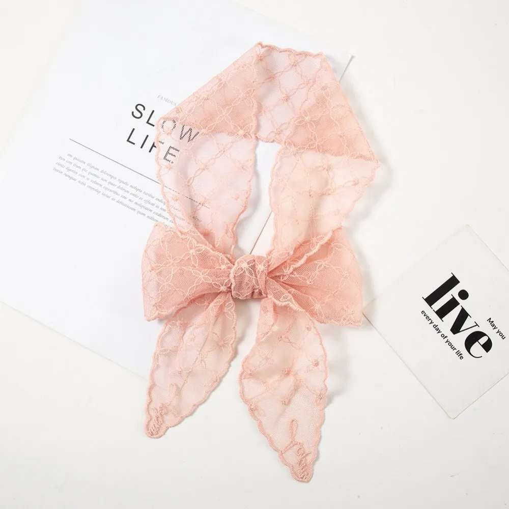 

Elegant Women Narrow Long Scarf Embroidered Flower Thin Ribbon Waistband 124cm Korean Version Lace Scarf Summer