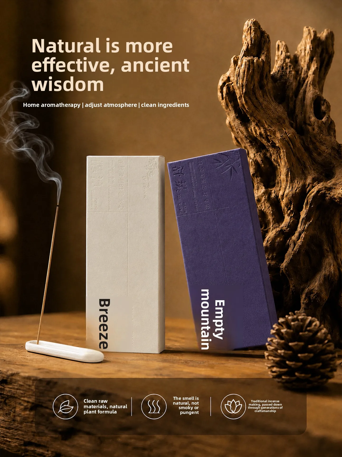 Chinese Traditional Lucky Natural Agarwood Sandalwood Short Incense Sticks Home Indoor Calming Aromatherapy Air Purify Meditatio