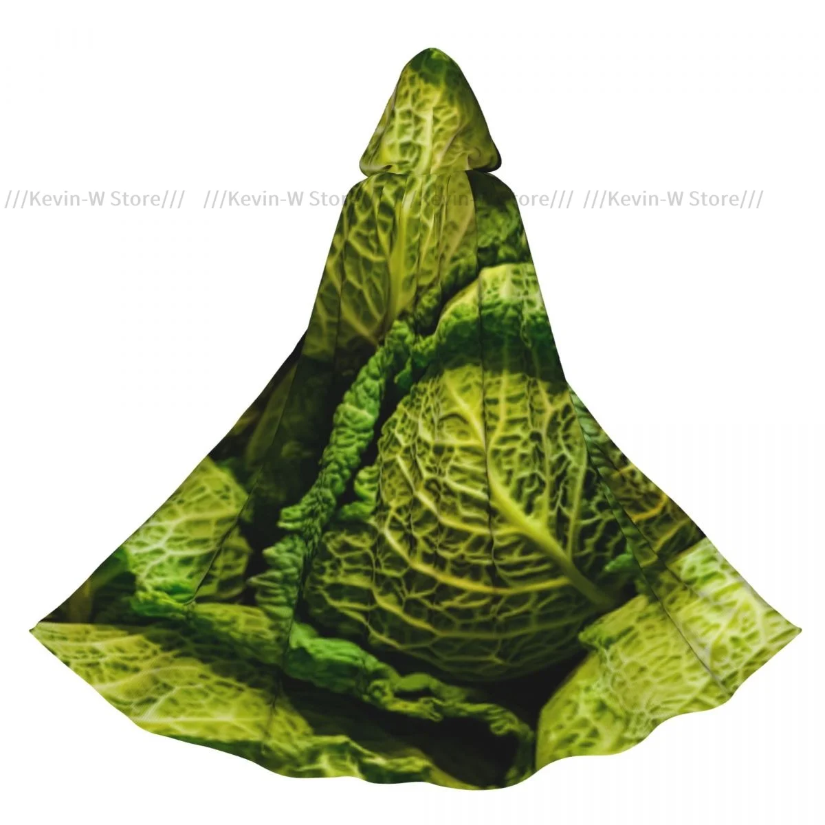 

Fresh Cabbage Savoy Pattern Hooded Cloak Polyester Unisex Witch Cape Costume Accessory