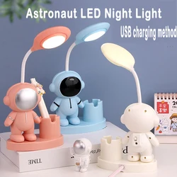 2024 Cute Astronaut Flexible Led Study Desk Lamp with Pencil Sharpener Bedside Color Adjust Table Lamp for Kids Student Room