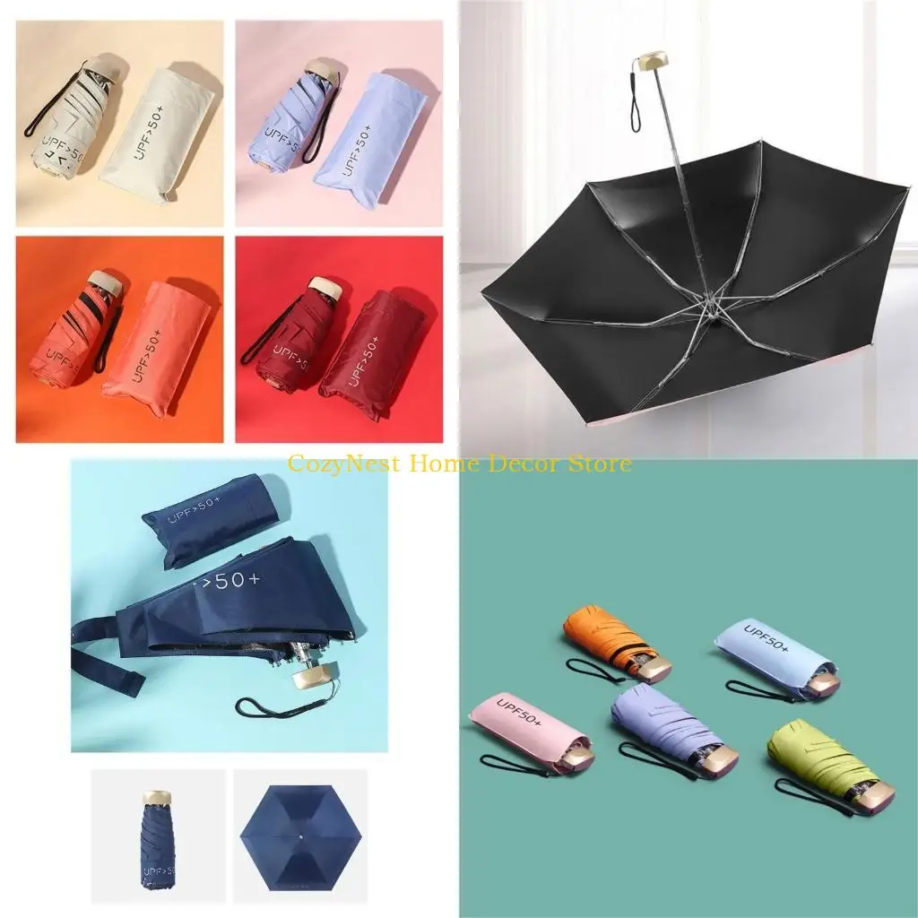 

92MF Durable Alloy Handle Folding Rain Umbrella Mini Sun Umbrella Lightweight Portable Shade for Outdoor Activities
