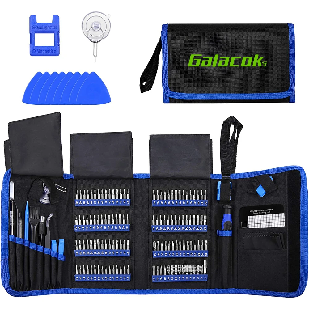 Galacok Precision Screwdriver Set 142 in 1 Magnetic Repair Tool Kit with 120 Torx Phillips Hex Bits for iPhone Xiaomi Jewelry PC