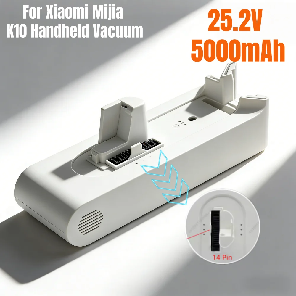 

25.2v 5000mAh LI-ion Rechargeable Batteries Replacement Battery Pack For Xiaomi Mijia K10 Handheld Cordless Vacuum Cleaner