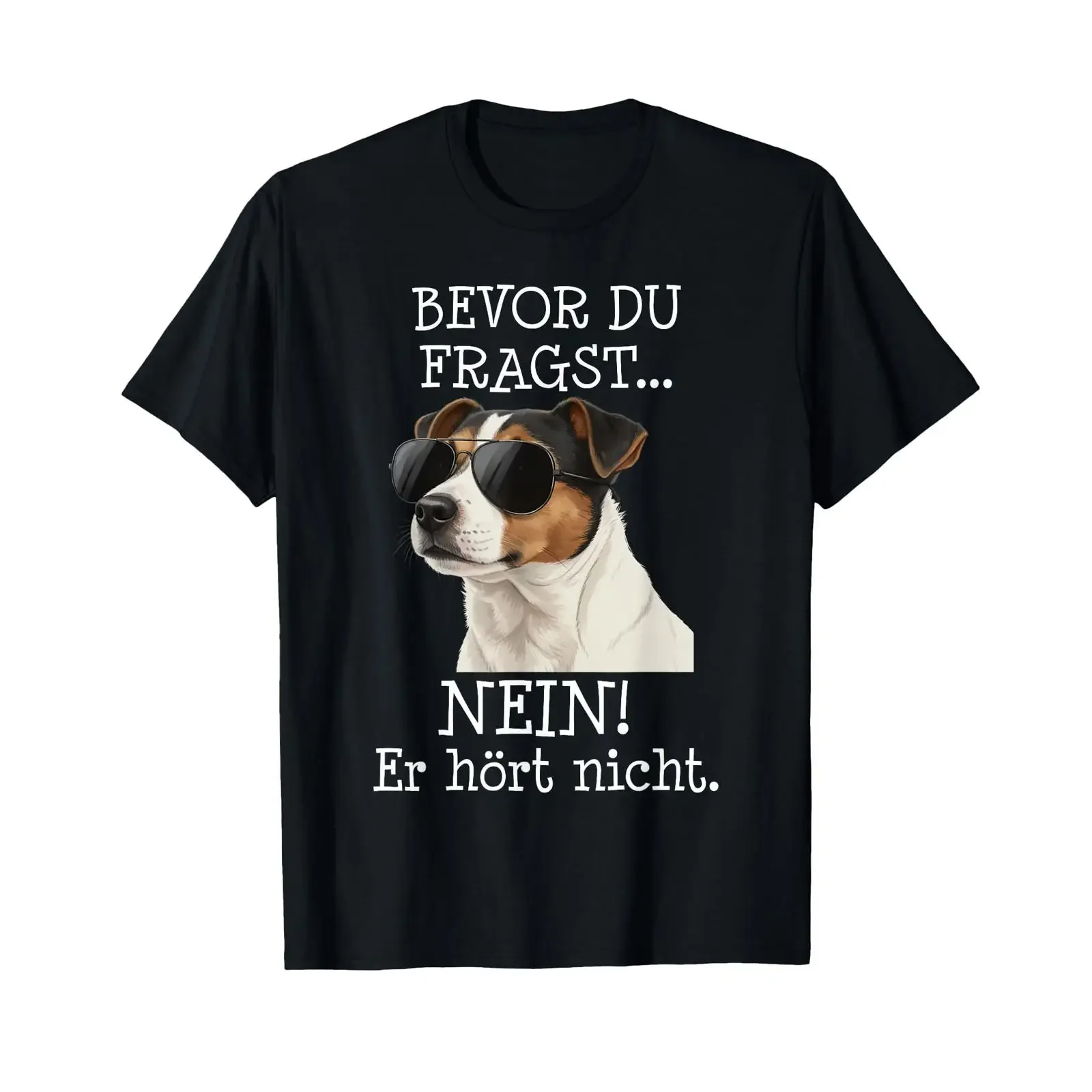 T Shirt with German Text Bevor Du Fragst Jack Russell Terrier Funny Saying vintage Washed Versatile Slightly homme streetwear