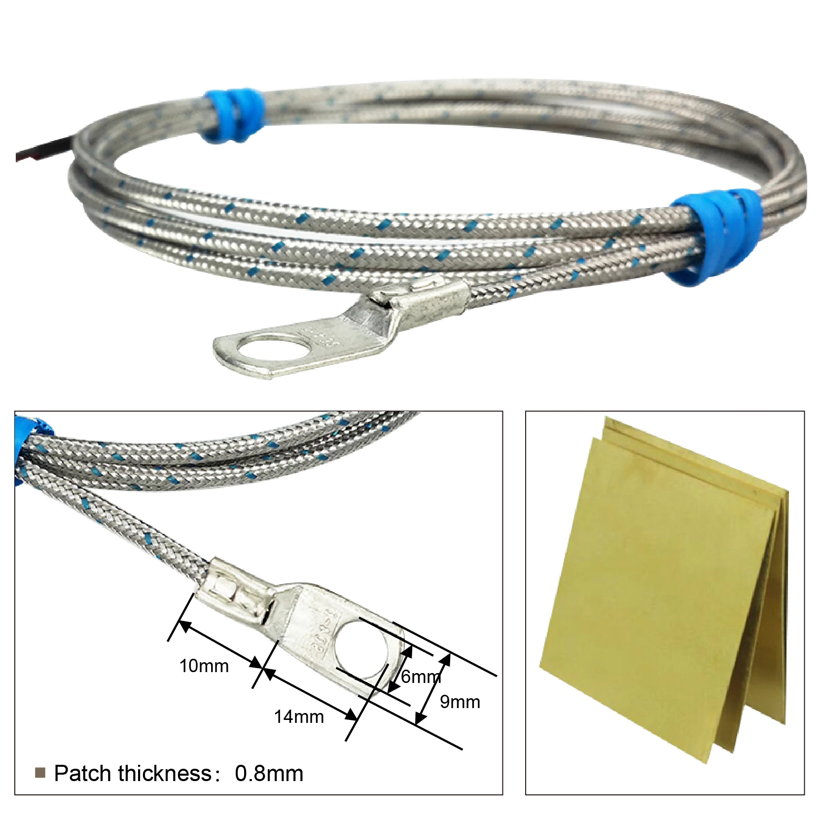 K-Type Surface Mount Thermocouple Sensor Adhesive High Temperature Patch Thermocouple Flexible Temperature Probe for Industrial