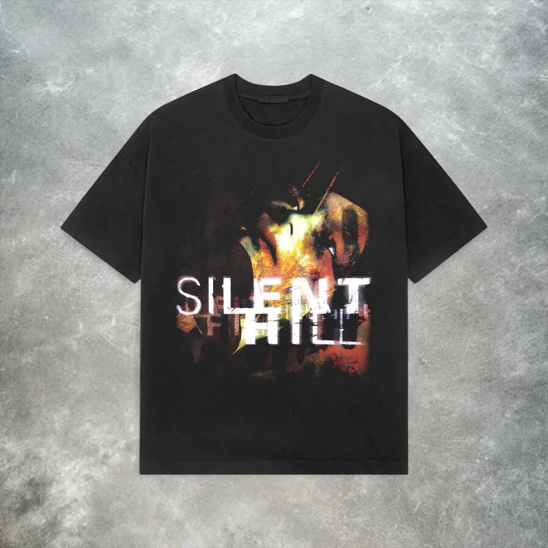 Camiseta Retro Y2K con Diseño de Videojuego de Terror, Camiseta de Verano para Hombre, Estilo Casual Urbano, Camiseta de Algodón Unisex