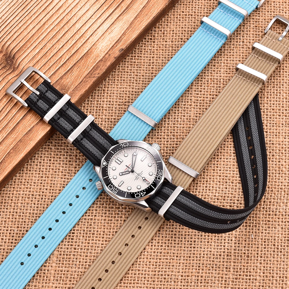 High Quality Ribbed Nylon Strap 18mm 20mm 22mm Watchband Braid Fabric Nylon Ribbed Watch Bands ​Accessorie For Traditional Watch