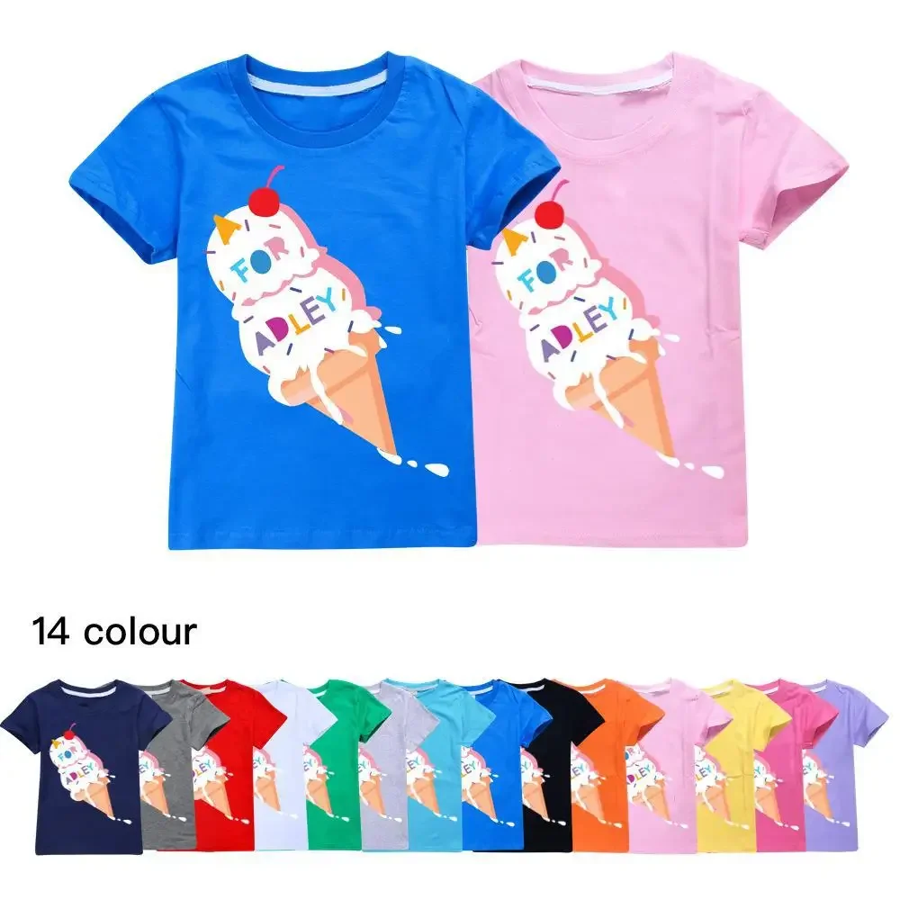 A FOR ADLEY Costumes for Baby Girls Short Sleeve T-shirt Toddler Boys 2024 Summer Short Sleeve Tops Children's Cartoon Clothing