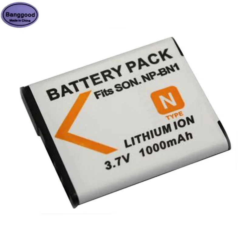 

3.7V 1000mAh NP-BN1 NP BN1 NPBN1 Digital Camera Battery Pack for Sony TX9 WX100 TX5 WX5C W620 W630 W670 TX100