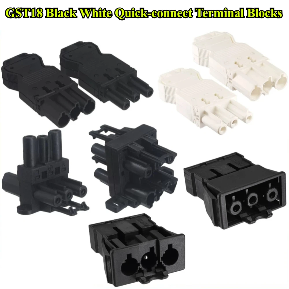 Compatible 18-i3 Quick-connect Terminal Blocks 3 to 3 Male Female Power Connectors T-type LED Lighting Plugins Type H 1 to 3
