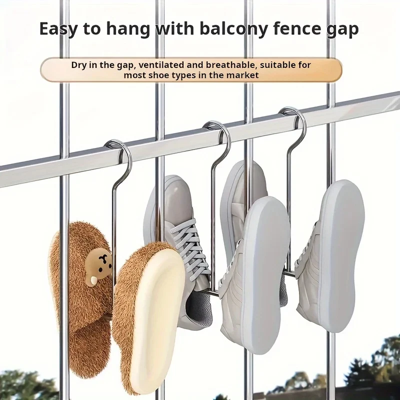 1/3pcs Stainless Steel Shoe Rack Hangers Metal Storage Box Space-Saving with Closet Hooks Silver Home Laundry Accessories image 2