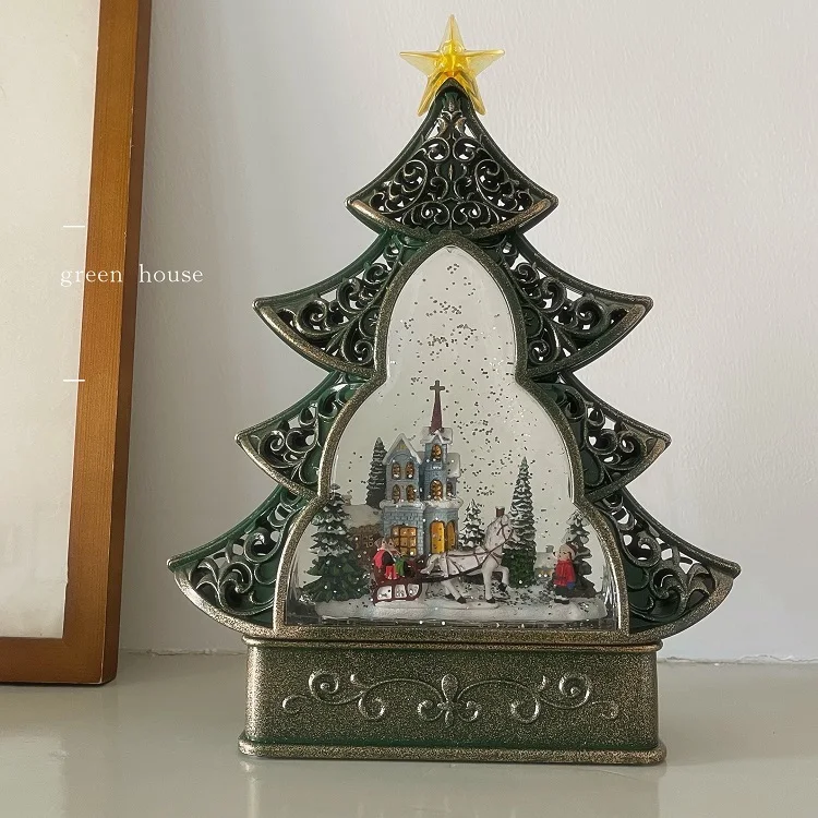 

Christmas tree music window light snowflake scene atmosphere ornament night light