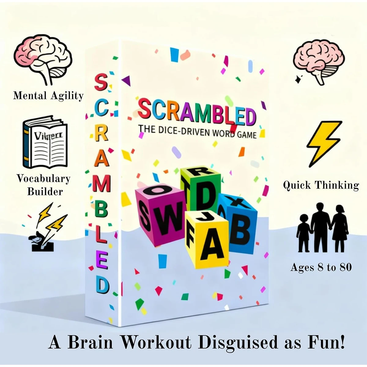 

Scrambled Dice Word Game 60 Letters Cognitive Splicing Word Game Kids Early Learning Educational Toys for Party