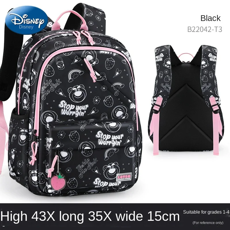 Disney Lotso Leisure Girl School Bag Grade 1-4 Primary Student Shoulder Orthopedic Backpack Large Capacity Light Mochilas