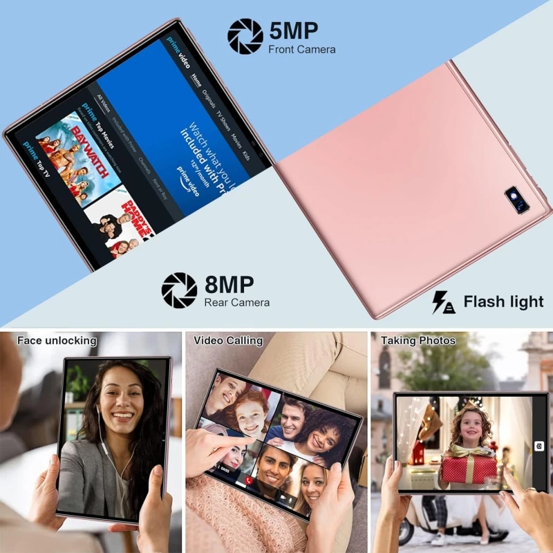 10.1 POLEGADAS Android 12 Tablet PC 4GB + 64GB de Armazenamento Dual Camears 8000mAh Bateria Octa-Core UNISOC CPU 1280x800 Pixels