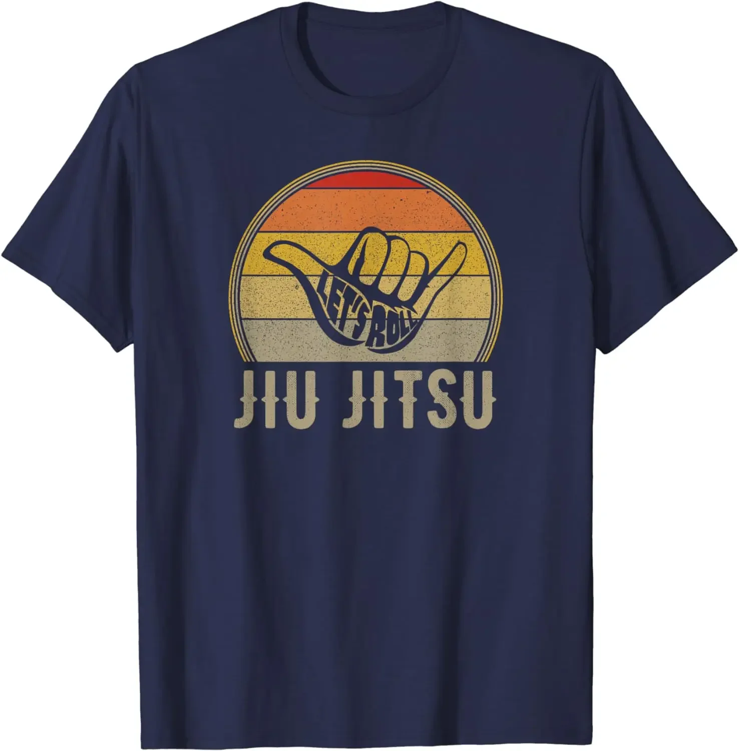 

Let's Roll Jiu Jitsu Hand Винтаж Закат Забавная футболка для боевых искусств Хлопок Ретро Уличная мода Мужская рубашка с коротким рукавом Дизайн