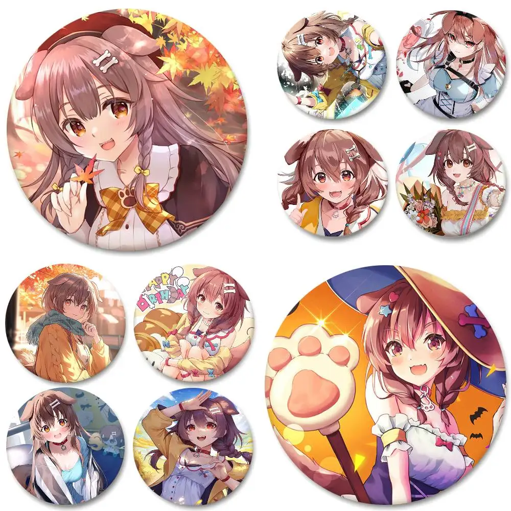 Anime Virtual Girl Inugami Korone Round Badge Creative Brooch Clothing Backpack Accessories Lapel Pin
