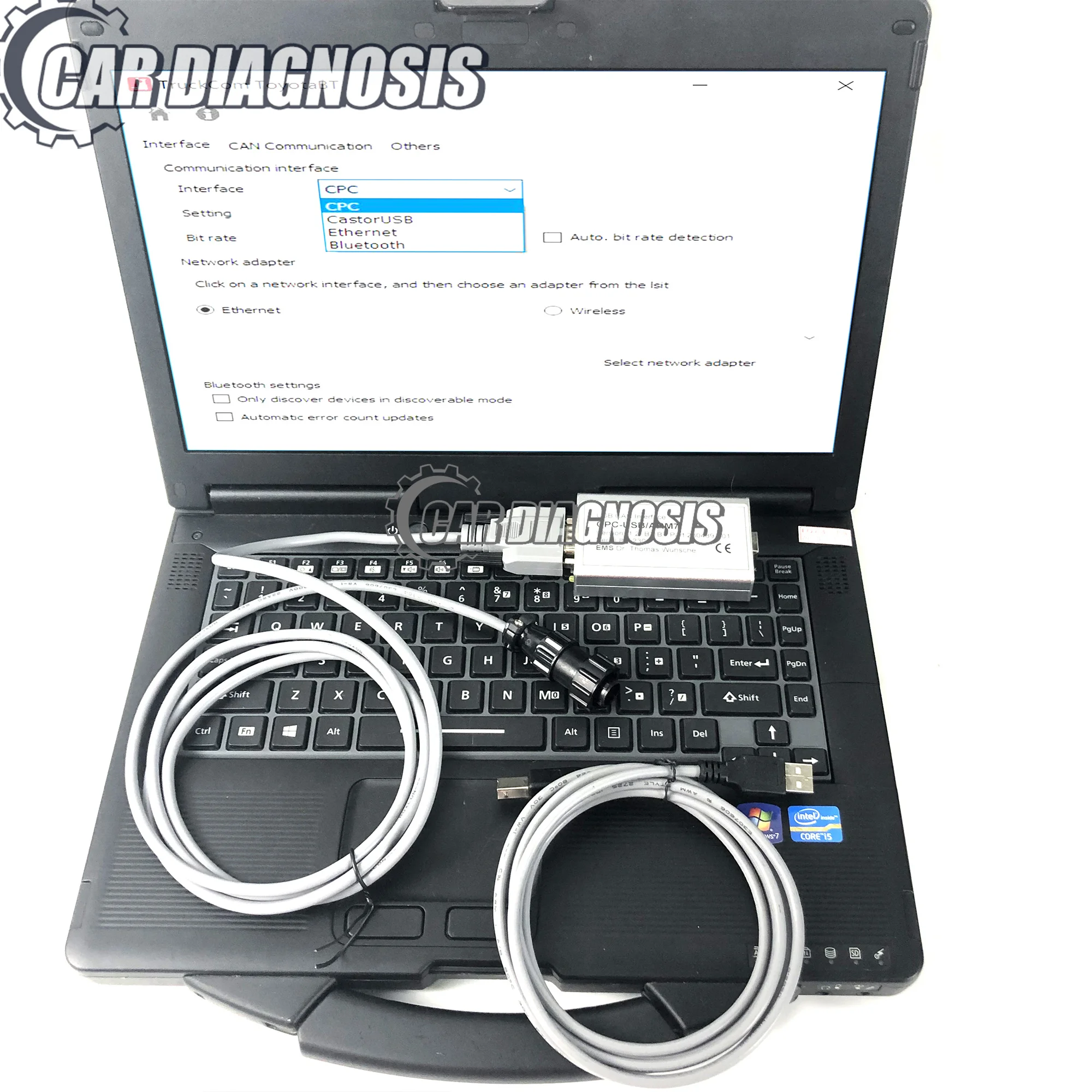 CF53 laptop For Toyota BT Canbox TruckCom CPC USB ARM7 Forklift truck canbox diagnosis tool CAN Interface Can bus line
