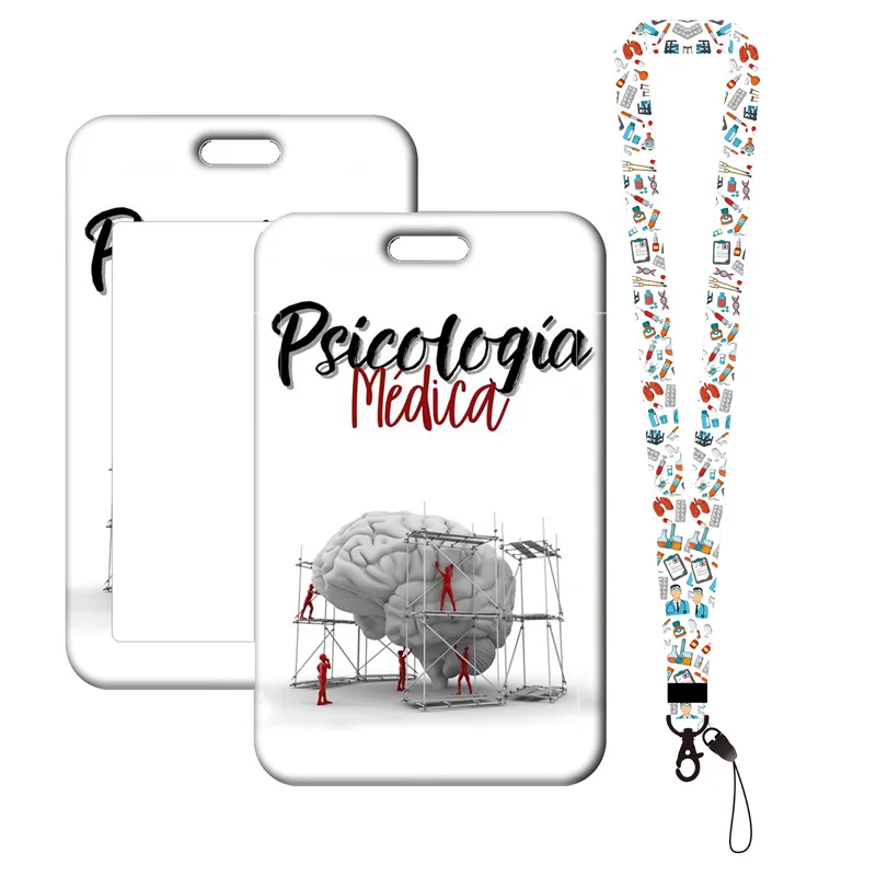 Medical Psychology Card Holder Lanyards with Keychain Men Women Work Business Card Holders Neck Strap Door Badge Holder ﻿