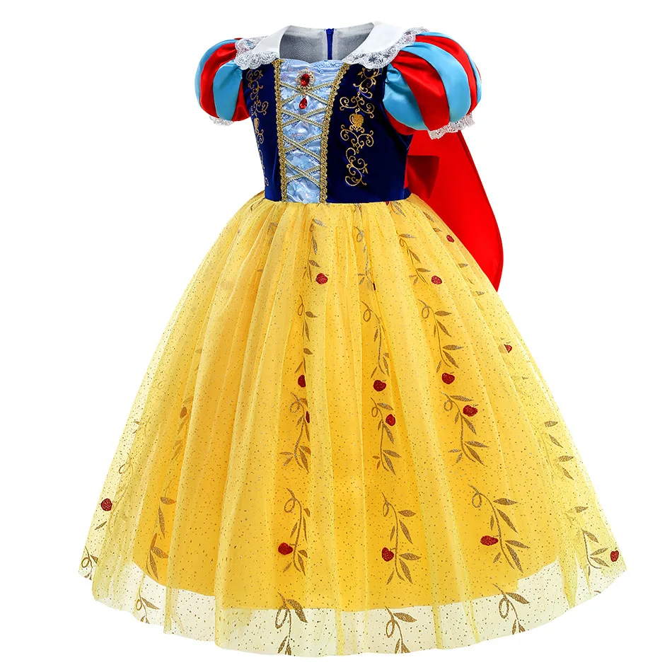 Elsa Frozen Dress for Girl Autumn Winter 2023 New in Dresses Halloween Children Snow White Lace Performance Christmas Cosplay