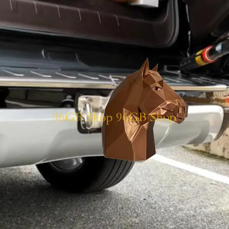 96GB Trailer Hitch Decoration Caps Weatherproof Guard Modern Horse Head Design Trailer Hitch Protective Cover Easy Install