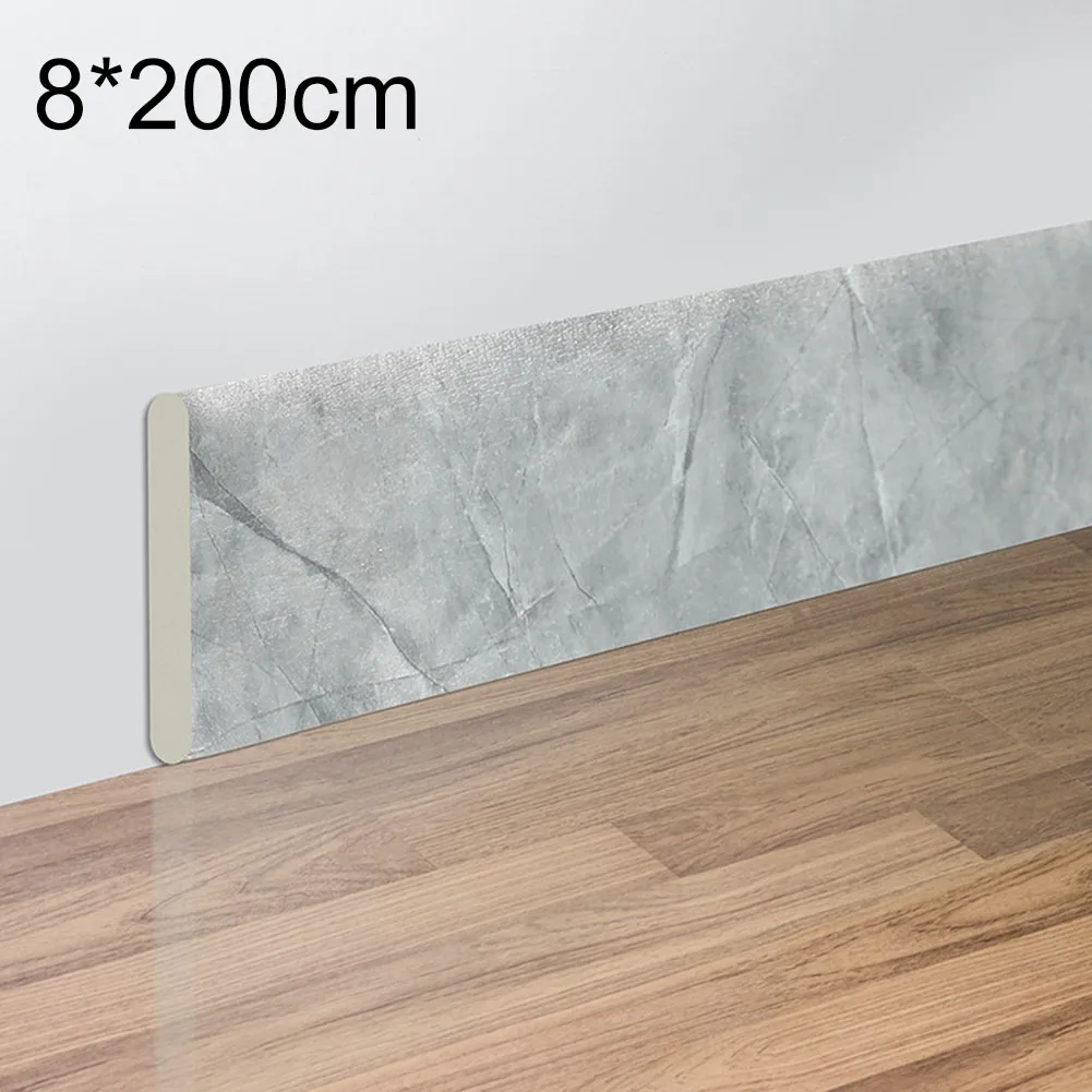 1pc 200cm Wall Sticker Marble-patterned Skirting Board Thickened Anti-collision For Room Home Decoration
