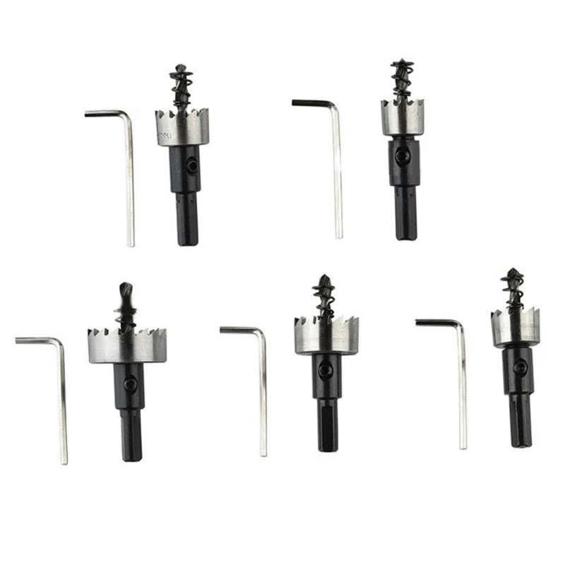 Cortador orificio metal 16-30 mm Cortador carbón Brocas taladro para madera acero Agujeros reamer 5 PCS