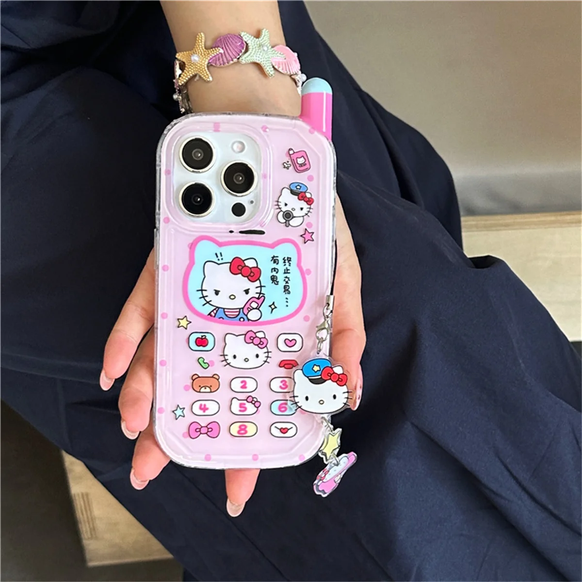 Moda rosa caso de telefone móvel para iphone 16 pro 15 14 pro max capa traseira com pingente silicone bonito dos desenhos animados casos funda