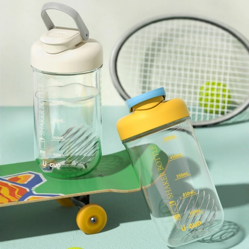 Fresh and Portable Protein Shaker Cup with Measurement Marks, Leak-Proof Sports Water Bottle, Fitness Milkshake Mixing Cup
