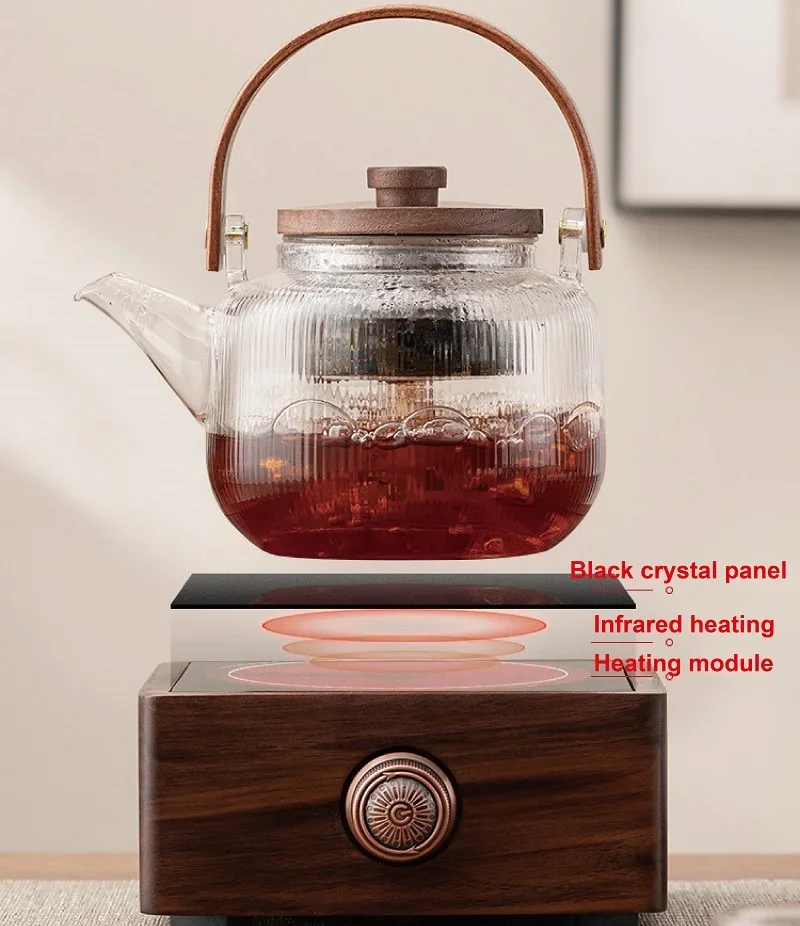 Home Tea Making Machine Coffee Hot Plates Multi-function Boiling Water Heater 220V 750W/1000W Electric Ceramic Stove Walnut Wood