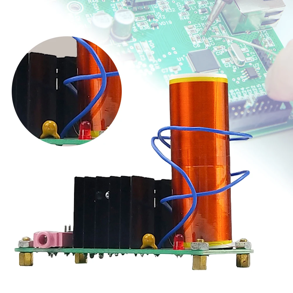 Mini per Tesla Coil kit di saldatura fai da te scheda altoparlante musicale fai da te Plasma ad alta pressione ad alta temperatura 15W DC 15-24V 2A