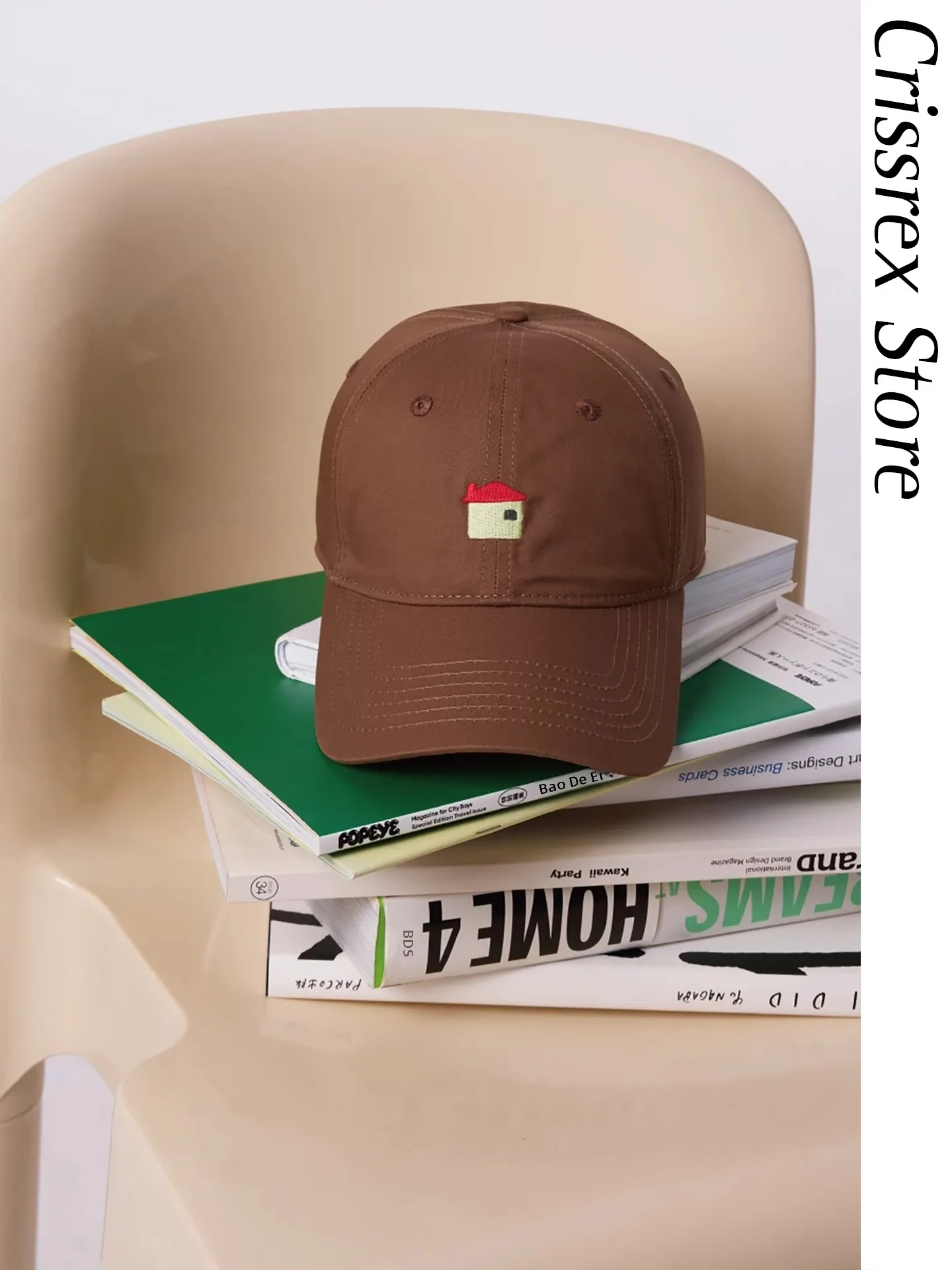 crissrex-store-home-pattern-embroidered-pure-cotton-lightweight-baseball-cap-silk-like-fabric-small-house-design-summer-hat