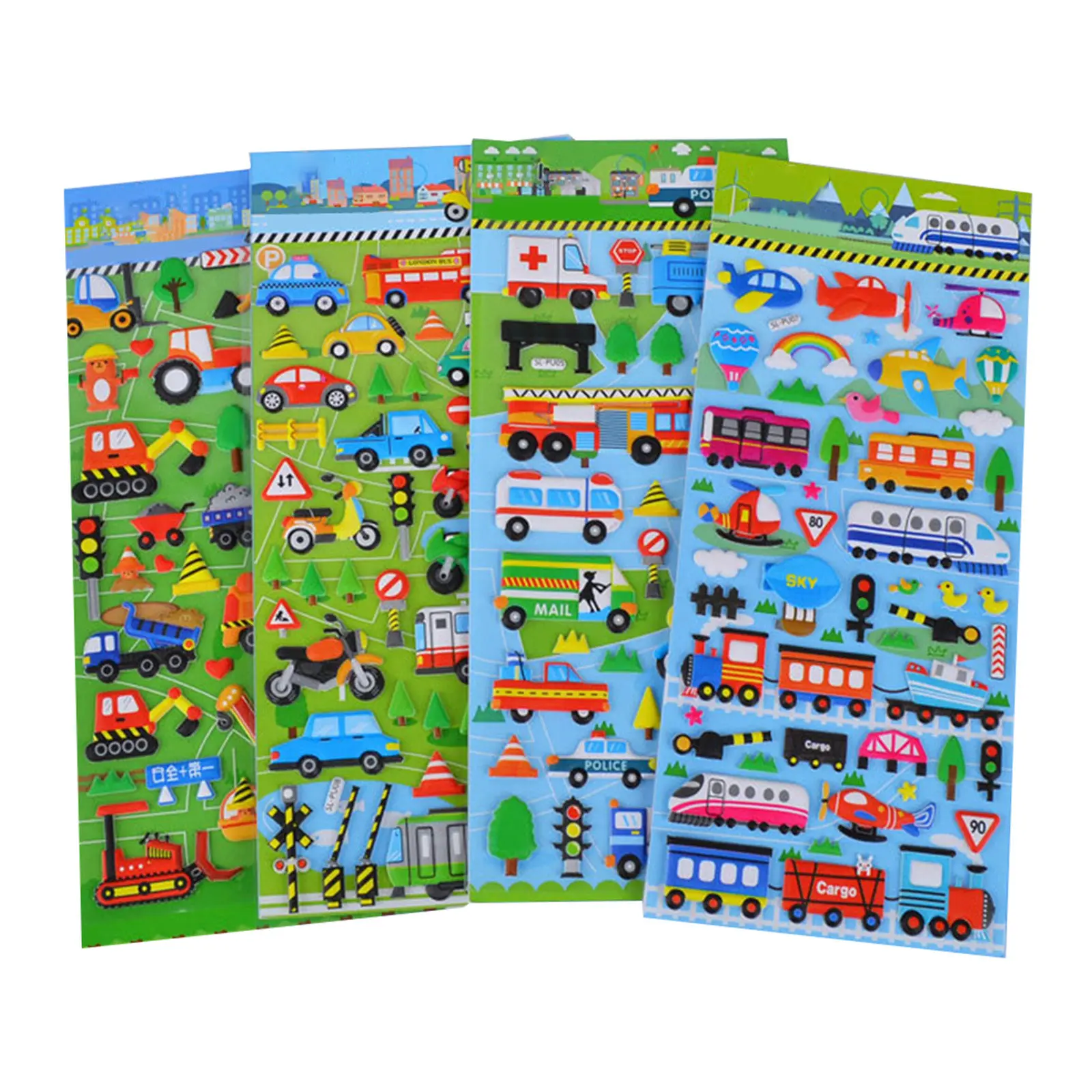 

10 Sheets Funny Car Stickers Cars Kids Decoration Mini Cute Scrapbook Scrapbooking Bubble Cartoon Vehicles