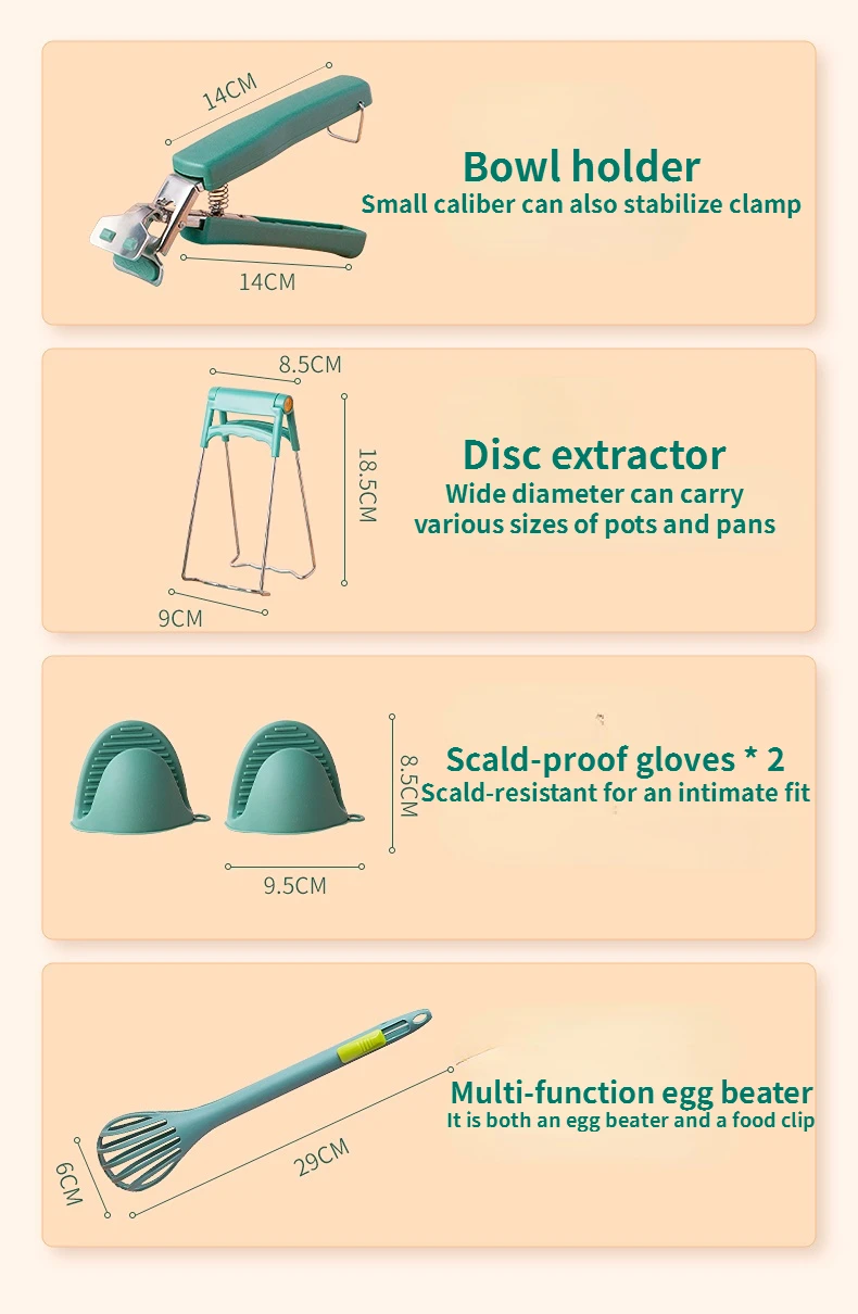 Kuchenne zestaw akcesoriów pałeczki anty oparzeniowe gospodarstwa domowego zielone termoizolacyjne antypoślizgowe pogrubione rękawiczki wielofunkcyjne trzepaczka do jajek