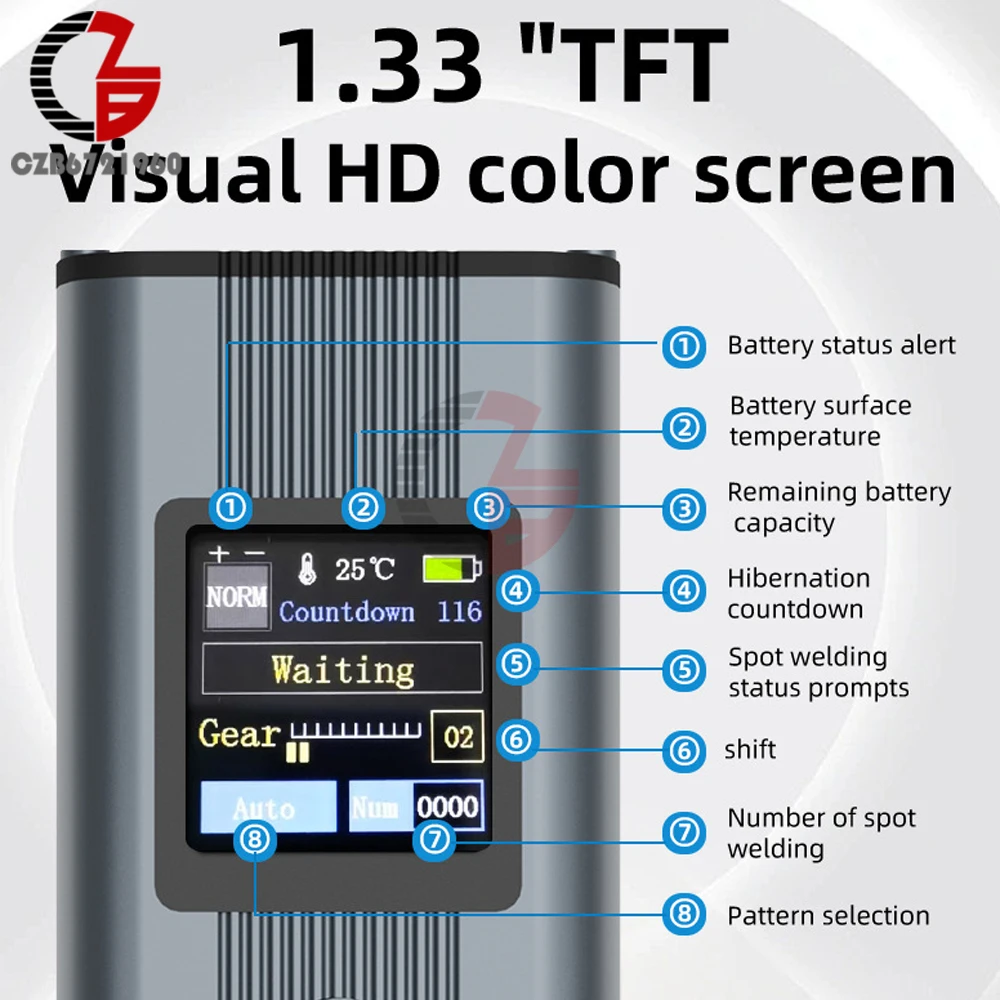11 Gears Battery Spot Welder Adjustable Mini Portable Handheld Digital Display Spot Welding Machine Automatic Manual Upgraded H2