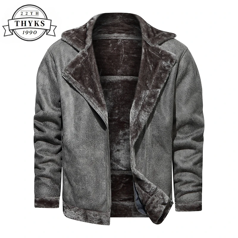 

Winter Motorcycle Fleece Leather Jacket Mens Suede Military Casual Stand-up Collar Slim Short PU Leather Coat Windproof Jackets