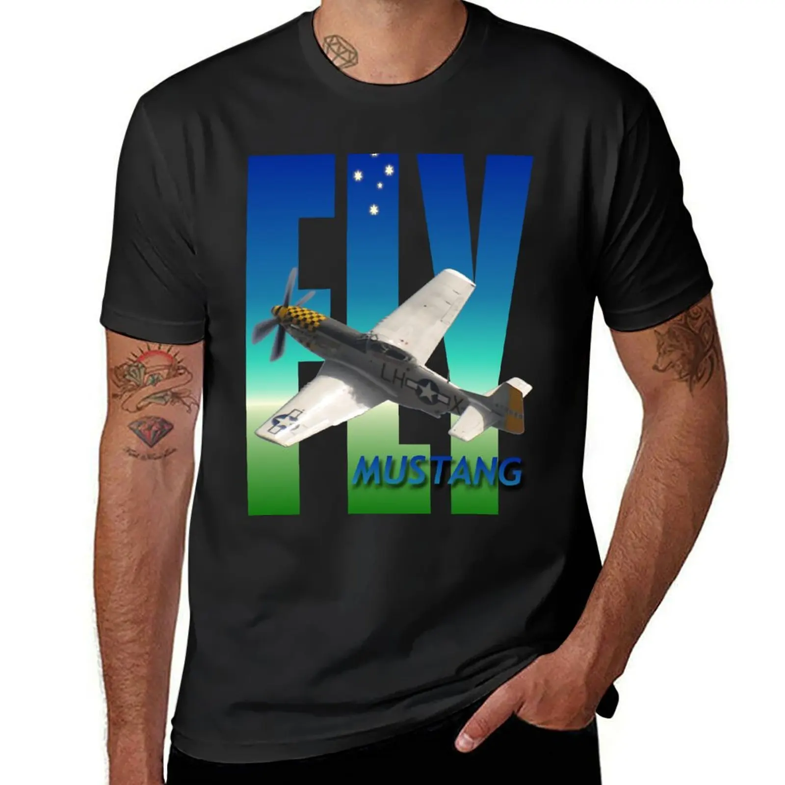 Fly Design - P-51D Mustang VH-LUI 20240324 -3 T-Shirt customs design your own for a boy plain vintage clothes mens tall t shirts