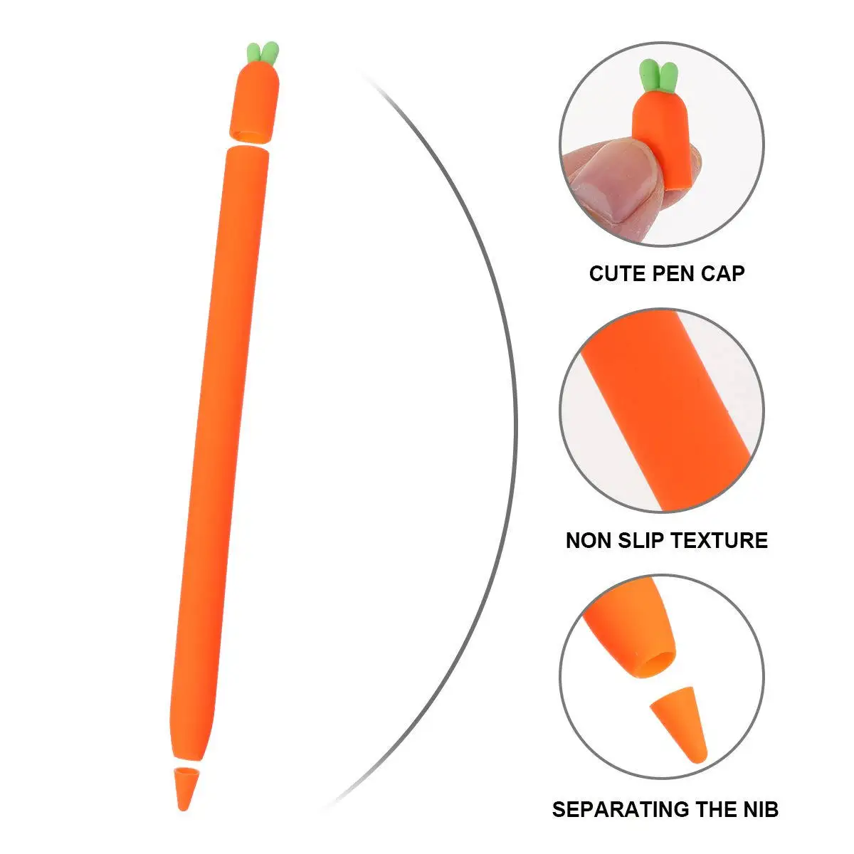 1Pcs Adorable Carrot Shaped Silicone Pencil Cover for Pencil 1 2 Full Protection Scratch Fall Resistant Comfortable Grip