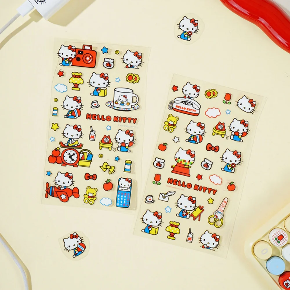 Pegatinas Originales de Hello Kitty, Adhesivos Decorativos de Dibujos Animados de Sanrio Kt Cat para Tazas, Cargadores, Cascos, Laptops, Regalos para Niñas