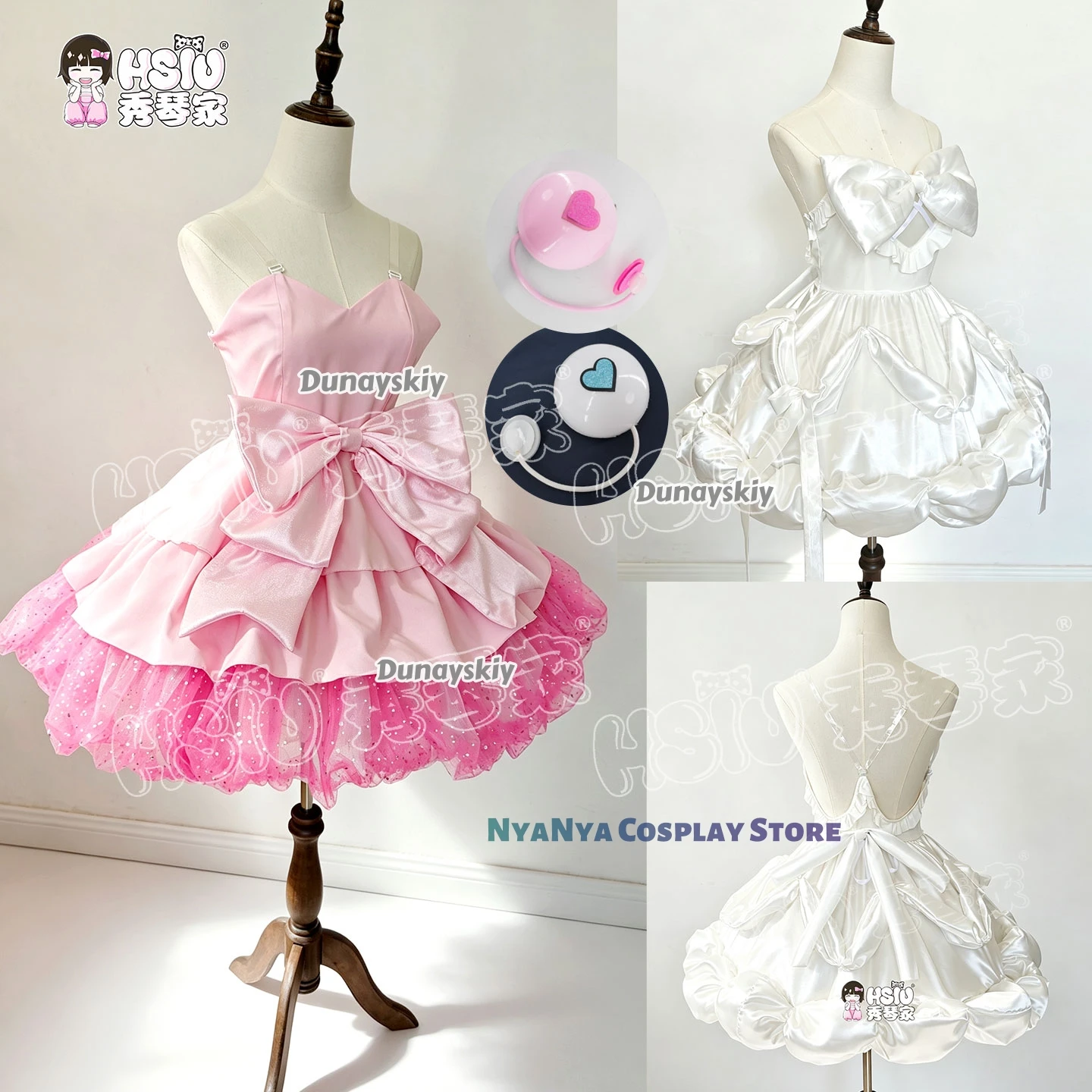 Alien Stage Zombie State Mizi Cosplay Costume Wig Pink Mini Dress Cute Big Bow Glitter Ruffle Skirt Idol Stage Outfit Full Set view 4