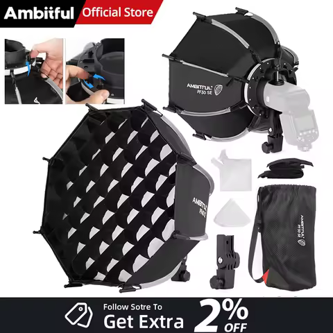 AMBITFUL PF30/PF40 30cm /40cm mini Speedlite Portable Octagon Umbrella Softbox + Honeycomb Grid Outdoor Flash SoftBox for Godox