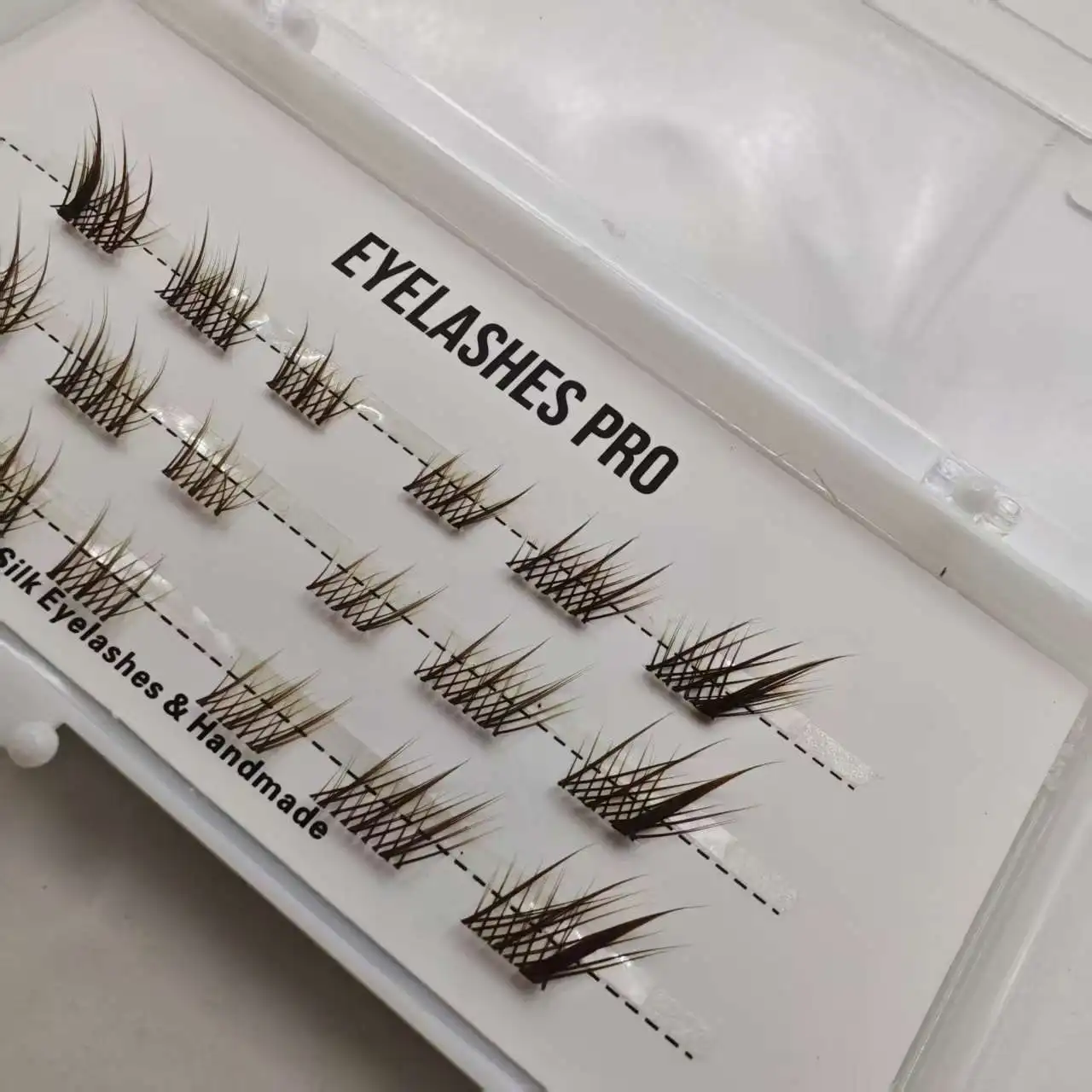 Brown SDJ DIY Hand Made Eyelash Extension Segmented Flase Lashes Lash Bundles Soft Ribbon Strip Eyelashes Makeup Lashes
