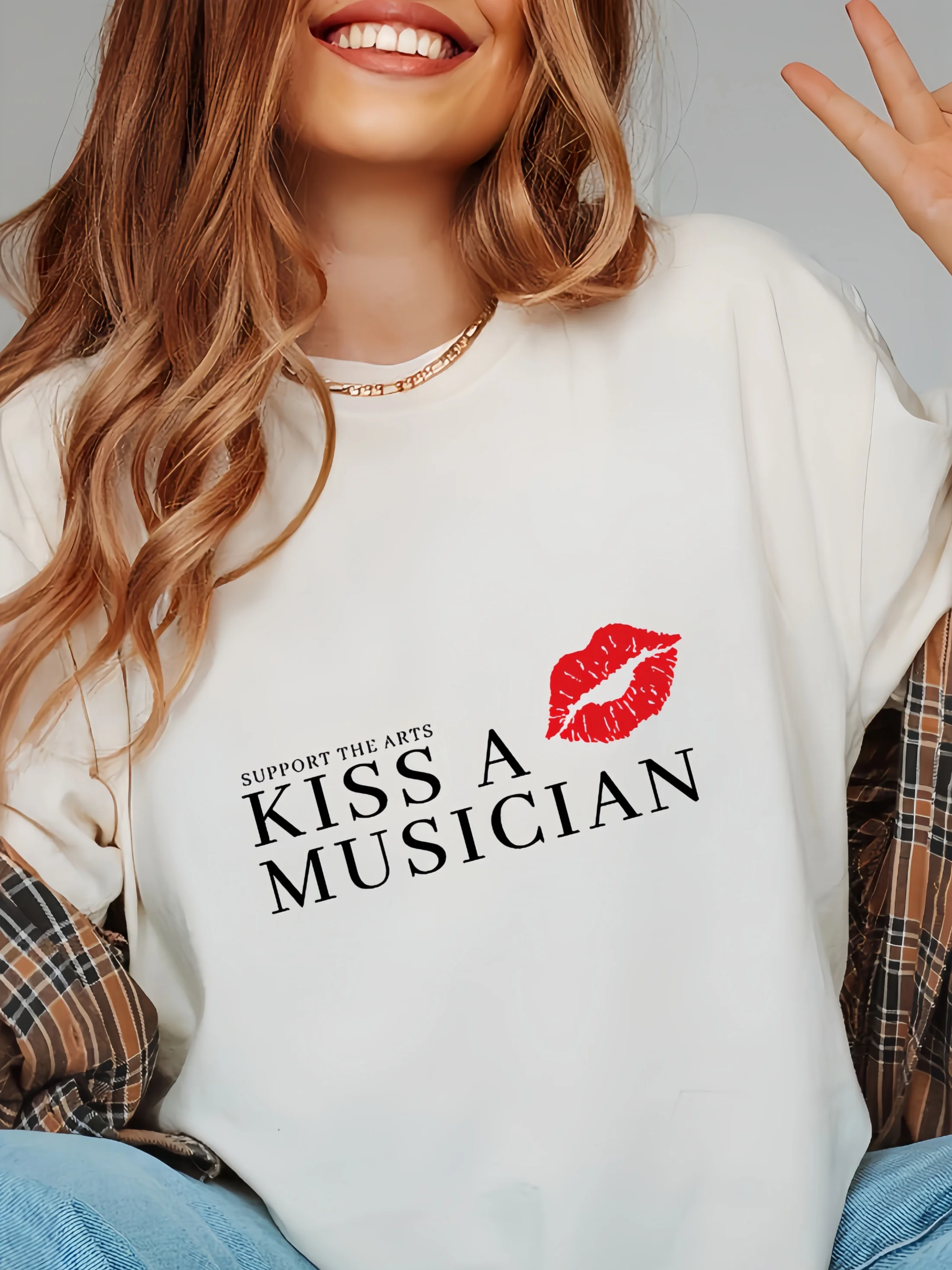 

Support The Arts Red Lip Print Graphic Sweatshirt Women Fashion Casual Long Sleeve Crewneck Pullover Streetweart